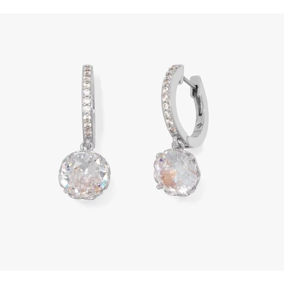 Kate Spade That Sparkle Pavé Mini Hoops Silver - Picture 4 of 6